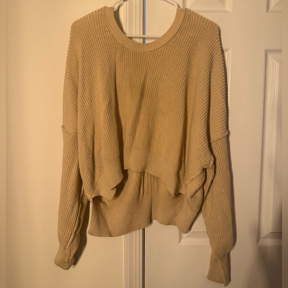 Aerie Beyond Crop Sweater Tan Medium - Picture 2 of 4